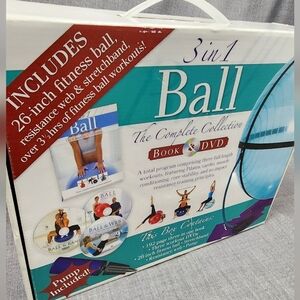 3 in 1 Fitness Ball The Complete Collection Book & DVD fitness ball stretchband.